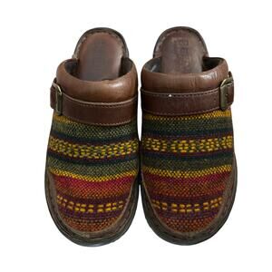 Women’s 7 Born Wool Leather Clog Mule Southwest Boho